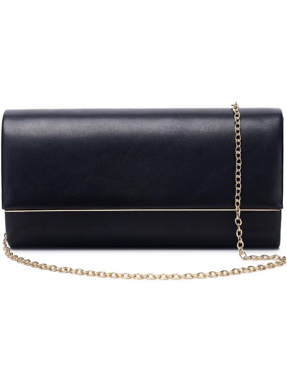 Women's Black Vegan Leather Clutch Crossbody Wedding Bridal Purse Evening Bag
